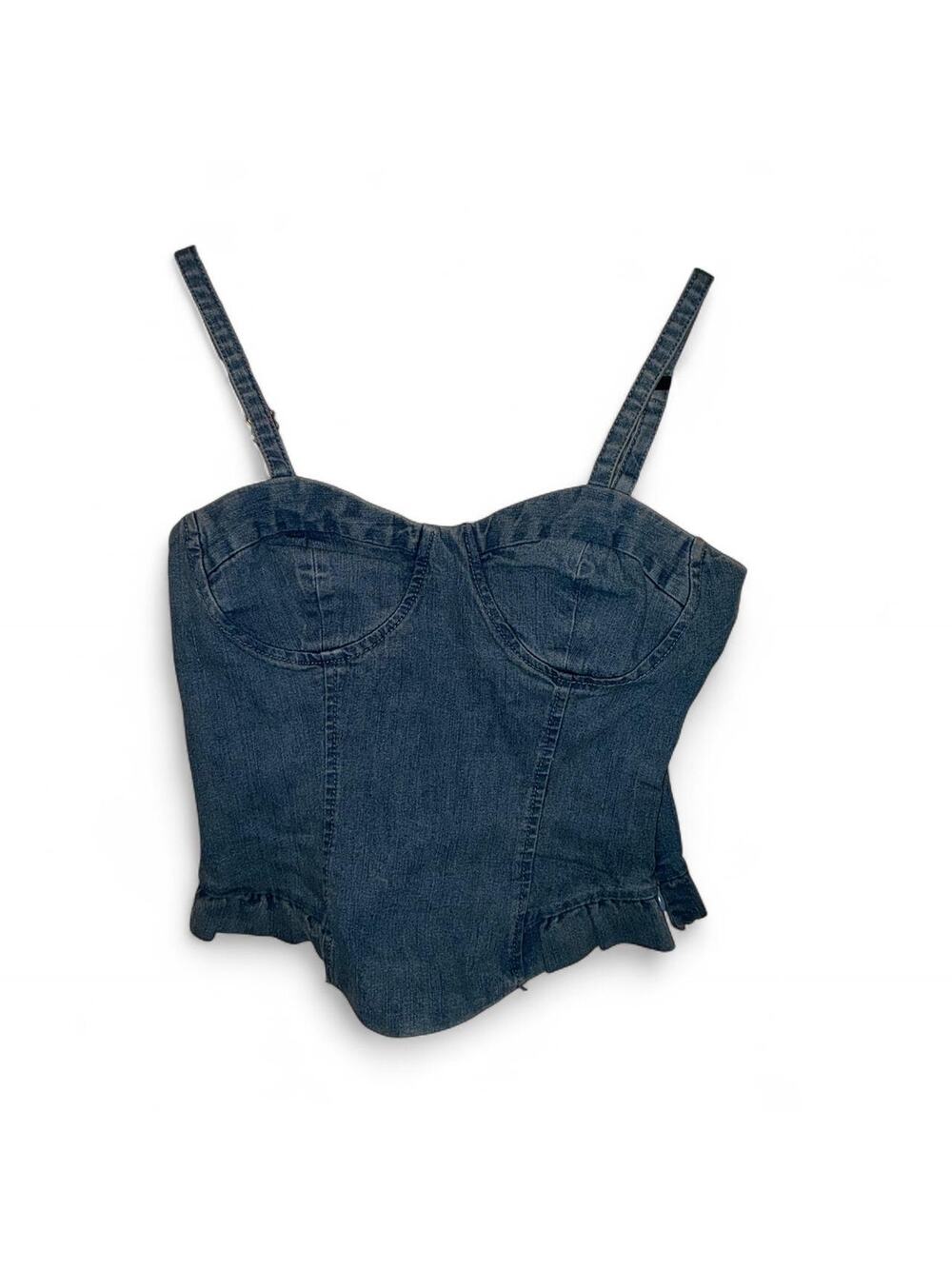 y2k denim stretch corset top size small